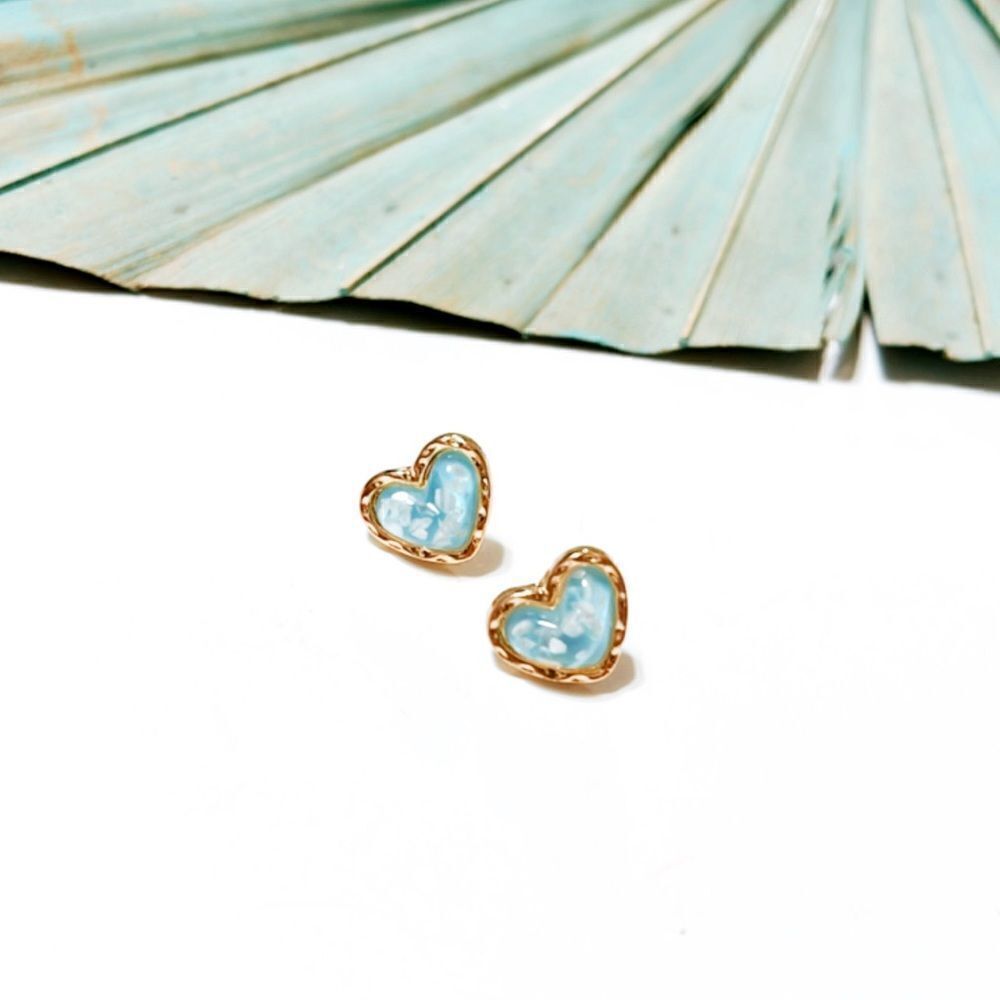 Blue crystal heart earrings